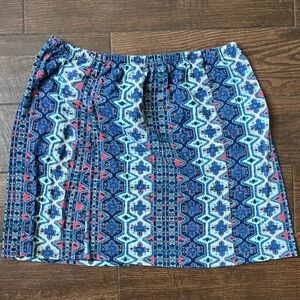 Blue and Red Patterned Women's mini Skirt